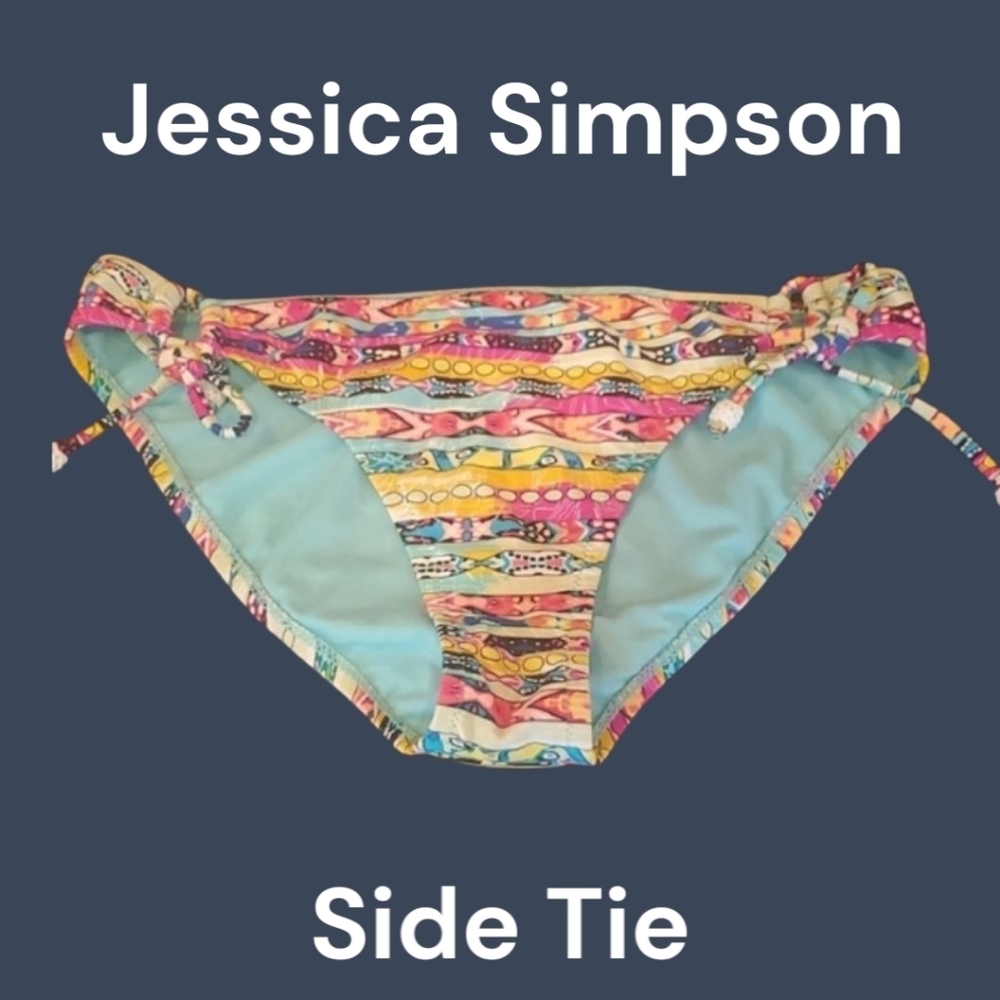 2/$25 Jessica Simpson Multi Colred Bikini Bottom. Size Medium.